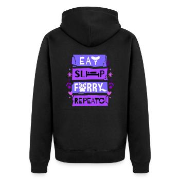 Eat Sleep Furry Repeat I Furries Fandom Cosplay - Unisex Premium Organic Zip Hoodie - black - Back - Nico (187cm)