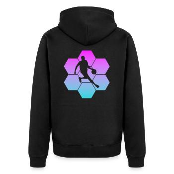 basketball streetball - Unisex Premium Bio Zip Hoodie - Schwarz - Hinten - Nico (187cm)