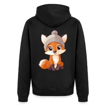 renard mignon mignon bébé enfants animal dessin animé - Veste à capuche bio Premium Unisexe - noir - Dos - Nico (187cm)