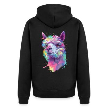 Alpaga Lama Nature animale Zoo Andes Inca Art coloré - Veste à capuche bio Premium Unisexe - noir - Dos - Nico (187cm)