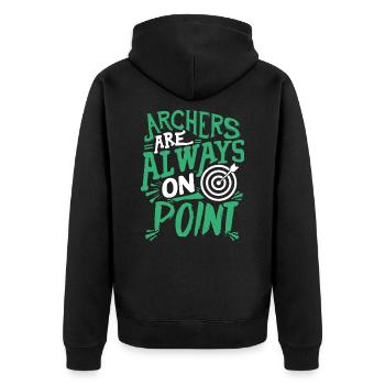 Archers Are Always On Point - Unisex Premium Organic Zip Hoodie - black - Back - Nico (187cm)