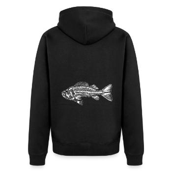 Fischgräte - Unisex Premium Bio Zip Hoodie - Schwarz - Hinten - Nico (187cm)