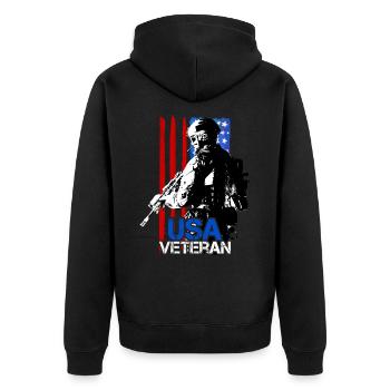 USA VETERAN ELDER ARMY MEMORIAL DAY - Unisex Premium Organic Zip Hoodie - black - Back - Nico (187cm)