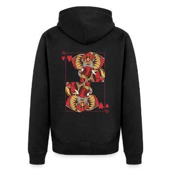 Elephant Steampunk Card Game Heart Queen Poker - Unisex Premium Organic Zip Hoodie - black - Back - Nico (187cm)