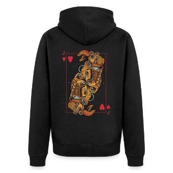 Bunny Steampunk Card Game Heart Jack Poker - Unisex Premium Organic Zip Hoodie - black - Back - Nico (187cm)