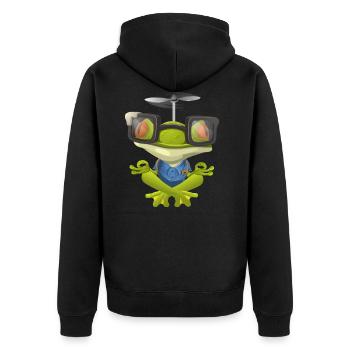 YOGA MEDITATION BUDDHA FROSCH GESCHENK NAMASTE OM - Unisex Premium Bio Zip Hoodie - Schwarz - Hinten - Nico (187cm)