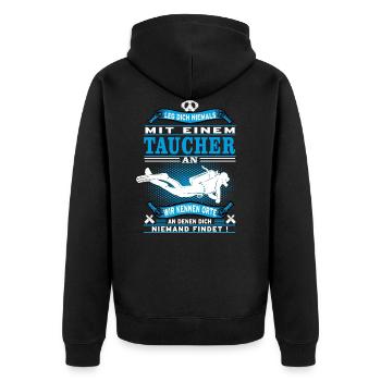 Never mess with a diver - Unisex Premium Organic Zip Hoodie - black - Back - Nico (187cm)