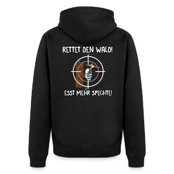 Rettet den Wald - Unisex Premium Bio Zip Hoodie - Schwarz - Hinten - Nico (187cm)