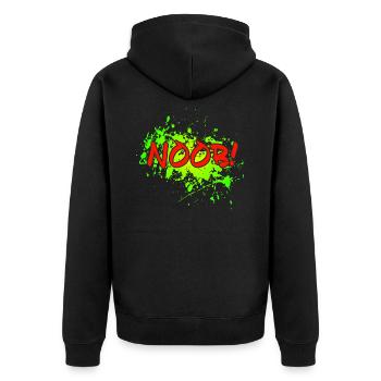NOOB! - Unisex Premium Bio Zip Hoodie - Schwarz - Hinten - Nico (187cm)