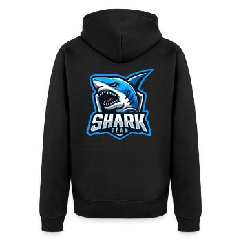 Shark Team - Unisex Premium Organic Zip Hoodie - black - Back - Nico (187cm)