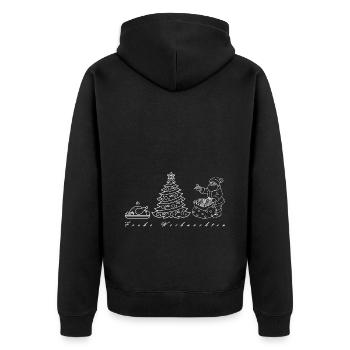 Frohe Weihnachten Weihnachtsmann Weihnachtsgans - Unisex Premium Bio Zip Hoodie - Schwarz - Hinten - Nico (187cm)