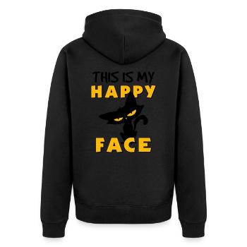 Cat so I look when I'm happykinderki - Unisex Premium Organic Zip Hoodie - black - Back - Nico (187cm)