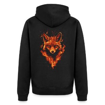 Fuchs aus Flammen Feuer - Unisex Premium Bio Zip Hoodie - Schwarz - Hinten - Nico (187cm)