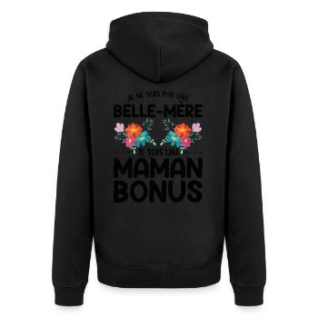 Belle Fête Des Mères Cadeau Belle Mère Maman Bonus - Veste à capuche bio Premium Unisexe - noir - Dos - Nico (187cm)