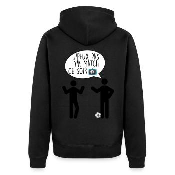 Je peux pas y'a match ce soir - Veste à capuche bio Premium Unisexe - noir - Dos - Nico (187cm)