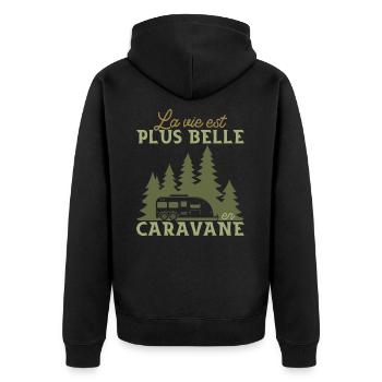 Camping Humour La Vie Est Plus Belle En Caravane - Veste à capuche bio Premium Unisexe - noir - Dos - Nico (187cm)