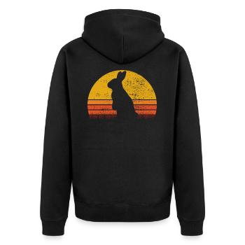 Easter Rabbit Sunset Retro Gift - Unisex Premium Organic Zip Hoodie - black - Back - Nico (187cm)