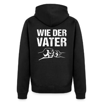 Wie der Vater - Unisex Premium Bio Zip Hoodie - Schwarz - Hinten - Nico (187cm)