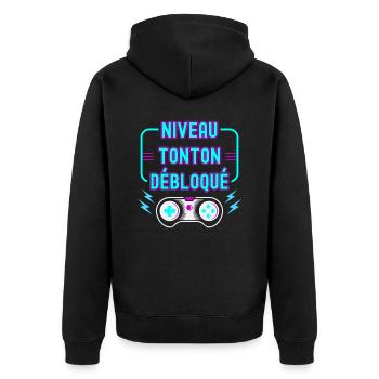 Nouveau tonton gamer niveau tonton débloqué - Veste à capuche bio Premium Unisexe - noir - Dos - Nico (187cm)
