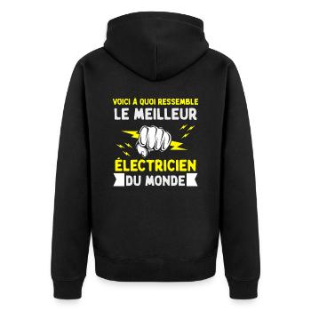 Voici à quoi ressemble le meilleur Électricien - Veste à capuche bio Premium Unisexe - noir - Dos - Nico (187cm)