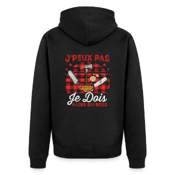 J'peux pas je dois Faire Du Bois,papa forestier - Veste à capuche bio Premium Unisexe - noir - Dos - Nico (187cm)