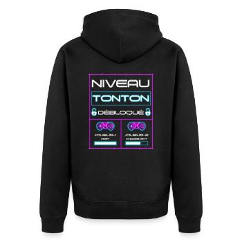 Nouveau tonton gamer niveau tonton débloqué - Veste à capuche bio Premium Unisexe - noir - Dos - Nico (187cm)