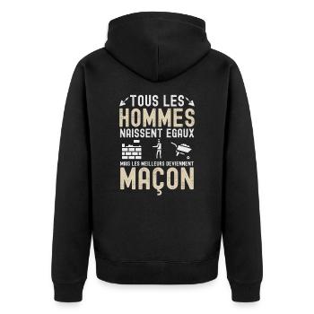 Maçon - Homme - Maçonnerie - Meilleur - Cadeau - Veste à capuche bio Premium Unisexe - noir - Dos - Nico (187cm)