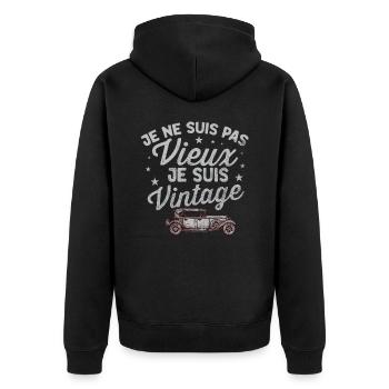 VOITURE FRANCAISE CLASSIQUE - TRACTION - Veste à capuche bio Premium Unisexe - noir - Dos - Nico (187cm)
