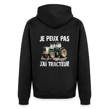 Je Peux Pas J'Ai Tracteur -Agriculture Agriculteur - Veste à capuche bio Premium Unisexe - noir - Dos - Nico (187cm)