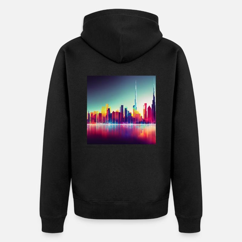 Dubaï silhouette skyline art abstrait - Veste à capuche bio Premium Unisexe - noir