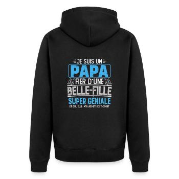 je suis un papa fier d une belle fille - Veste à capuche bio Premium Unisexe - noir - Dos - Nico (187cm)