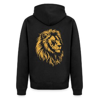 Löwe Wildkatze König Afrika Katze Big Five - Unisex Premium Bio Zip Hoodie - Schwarz - Hinten - Nico (187cm)