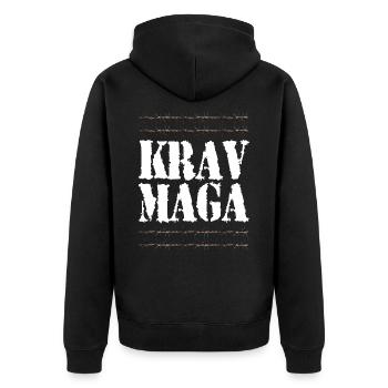Cool Krav Maga Design - Font with Barbed Wire - Unisex Premium Organic Zip Hoodie - black - Back - Nico (187cm)