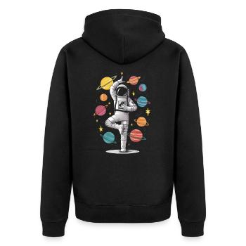 Astronaute de l'espace méditation zen yoga planète - Veste à capuche bio Premium Unisexe - noir - Dos - Nico (187cm)