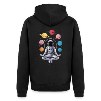 Astronaute de l'espace méditation zen yoga planète - Veste à capuche bio Premium Unisexe - noir - Dos - Nico (187cm)