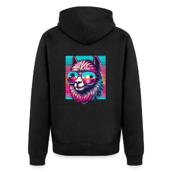 Lama d'été avec des lunettes de soleil cadeau - Veste à capuche bio Premium Unisexe - noir - Dos - Nico (187cm)