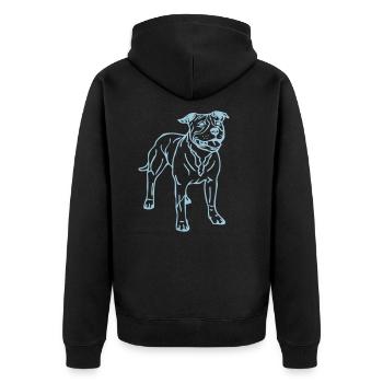 americanstaffy1a - Unisex Premium Organic Zip Hoodie - black - Back - Nico (187cm)