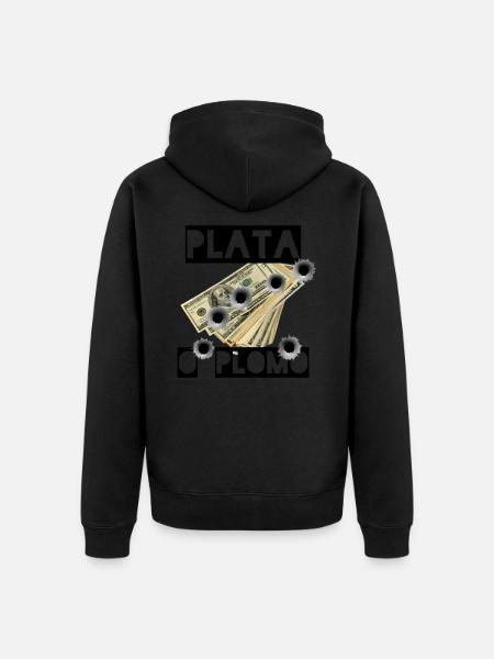 Plata o Plomo - Unisex Premium Organic Zip Hoodie - black