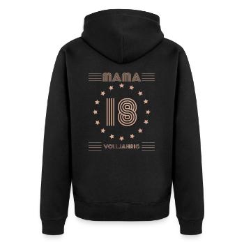 Geburtstag Mama 18 Jahre Alt Party Volljährig Happ - Unisex Premium Bio Zip Hoodie - Schwarz - Hinten - Nico (187cm)