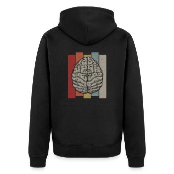 Psychologie Gehirn Retro - Unisex Premium Bio Zip Hoodie - Schwarz - Hinten - Nico (187cm)
