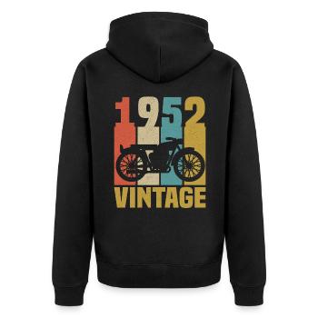 1952 Geburtstag Vintage Biker Motorrad Geschenk - Unisex Premium Bio Zip Hoodie - Schwarz - Hinten - Nico (187cm)