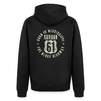 Mississippi Der Blues Highway 61 Musik Usa - Unisex Premium Bio Zip Hoodie - Schwarz - Hinten - Nico (187cm)