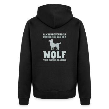 Dictons drôles de loup - Veste à capuche bio Premium Unisexe - noir - Dos - Nico (187cm)