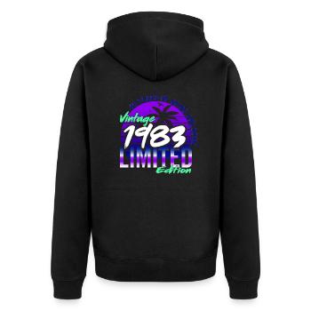 40. Geburtstag 1983 Geburtstag Retro Geschenkidee - Unisex Premium Bio Zip Hoodie - Schwarz - Hinten - Nico (187cm)