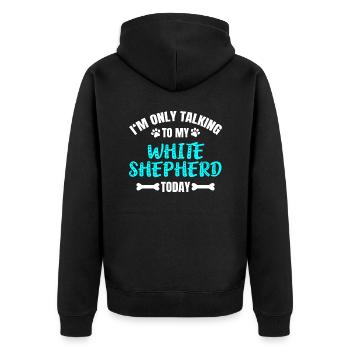White Shepherd - Unisex Premium Organic Zip Hoodie - black - Back - Nico (187cm)