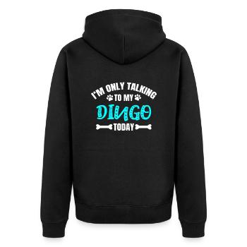 Dingo - Unisex Premium Organic Zip Hoodie - black - Back - Nico (187cm)