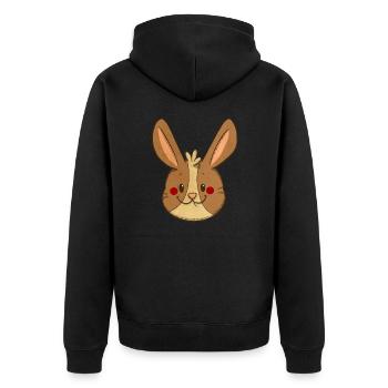 Hase im Vintage-Stil - Unisex Premium Bio Zip Hoodie - Schwarz - Hinten - Nico (187cm)