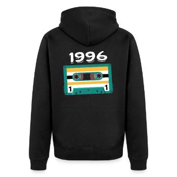 Cassette 1996 Vintage Anniversary 1996 - Unisex Premium Organic Zip Hoodie - black - Back - Nico (187cm)