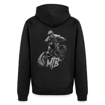 MTB Bike - Unisex Premium Bio Zip Hoodie - Schwarz - Hinten - Nico (187cm)