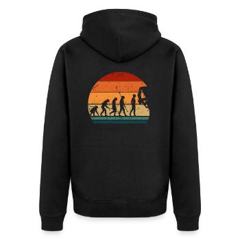 Klettern Evolution Climbing Vintage - Unisex Premium Bio Zip Hoodie - Schwarz - Hinten - Nico (187cm)
